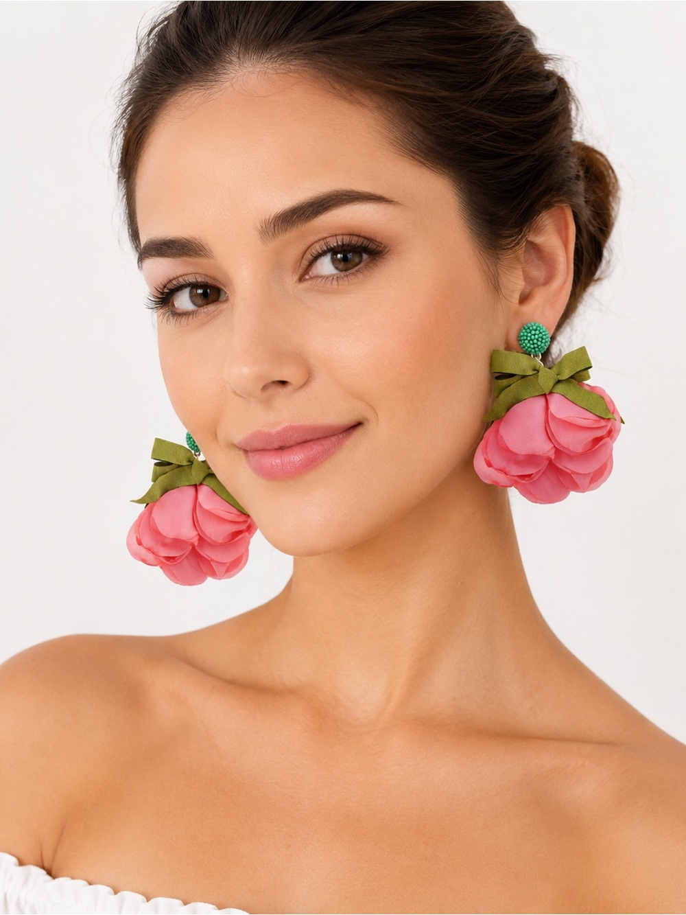 Statement fabric flower earrings